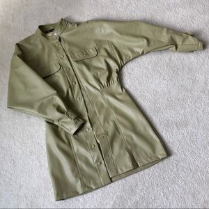 Sage green faux leather dress